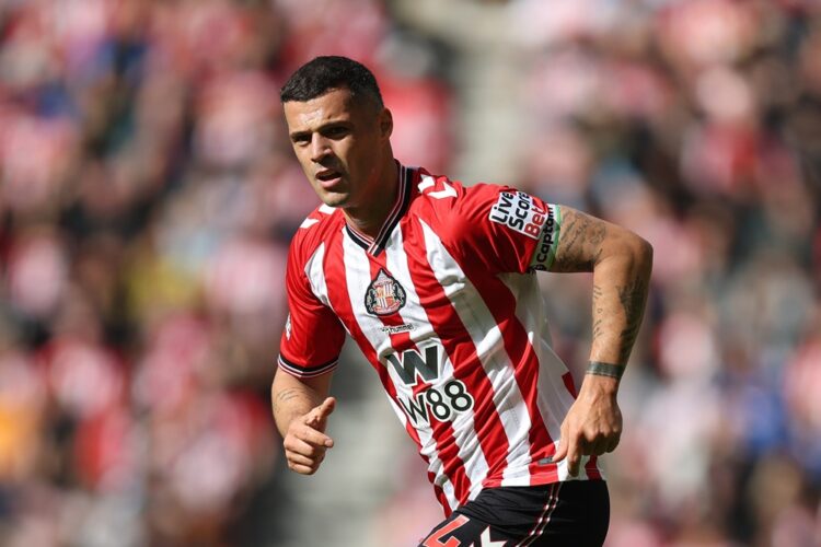 SUNDERLAND, ENGLAND: Granit Xhaka of Sunderland looks on during the Premier League match between Sunderland and Aston Villa at Stadium of Light on ...