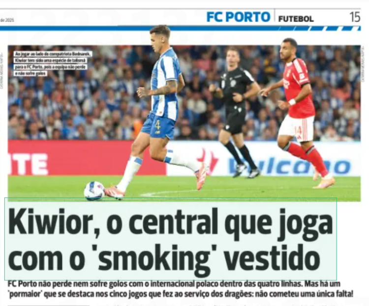 Kiwi centre-back plays in tuxedo dress FC Porto do not lose or concede goals with the Polish international inside the four lines. But there is one' pormaior ' that stands out in the five games he has played at the service of the Dragons: he has not committed a single foul!