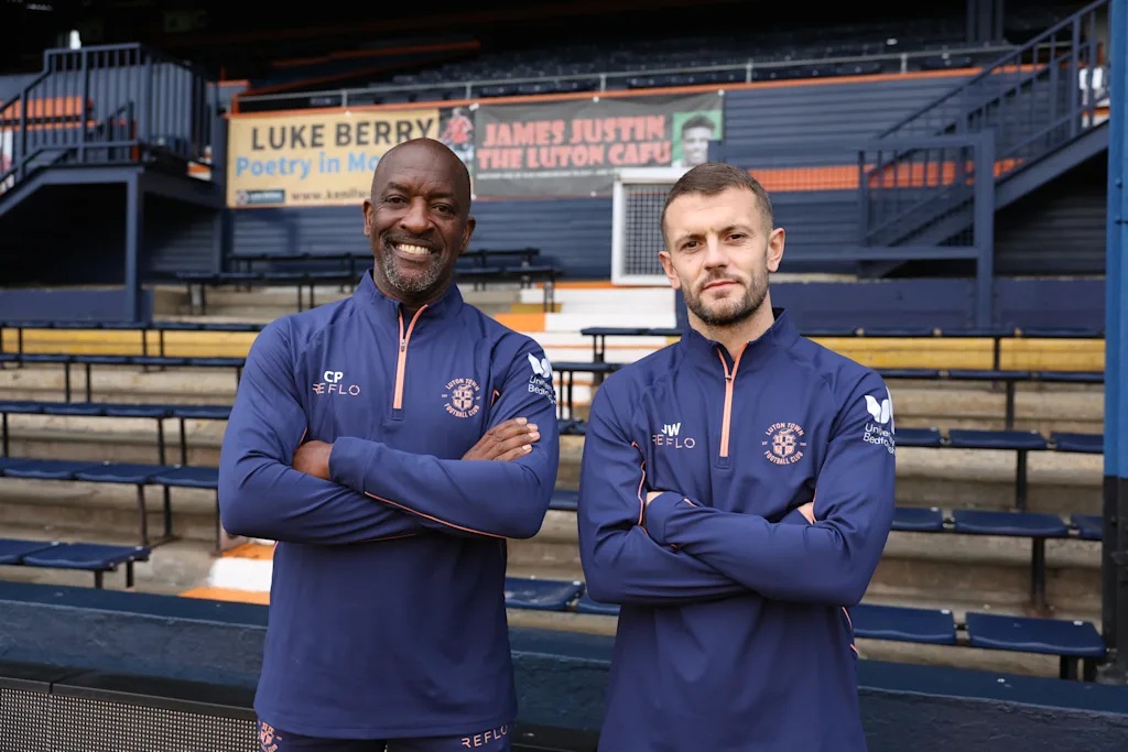 Chris Powell and Jack Wilshere with Luton Town (Photo via LutonTown.co.uk)