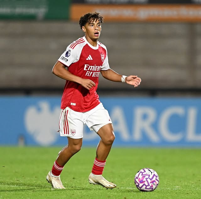 Marcell Washington playing for the Arsenal u21s (Photo via Washington on Instagram)