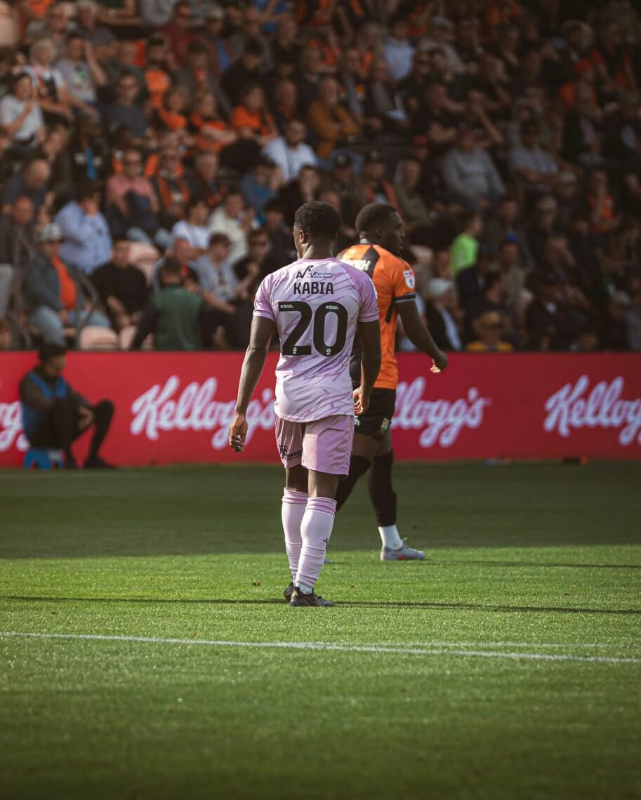 Arsenal loanee provides 1st senior assist 1 Ismeal Kabia playing for Shrewsbury Town (Photo via Kabia on Instagram)