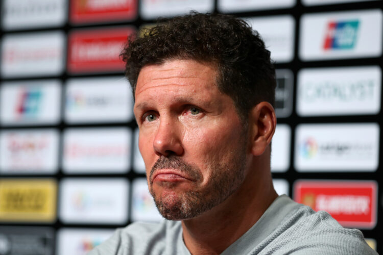 Diego Simeone manager of Atletico Madrid attends a press conference following the International Champions Cup 2018 match between Club Atletico de M...