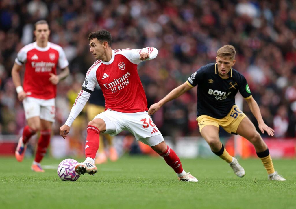 Arsenal star explains why he chose Gunners over Real Madrid and Liverpool 2 LONDON, ENGLAND - OCTOBER 04: Martin Zubimendi of Arsenal is closed down by Callum Marshall of West Ham United during the Premier League match between Arsenal and West Ham United at Emirates Stadium on October 04, 2025 in London, England. (Photo by Alex Pantling/Getty Images)