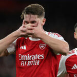 LONDON, ENGLAND - OCTOBER 21: Viktor Gyoekeres of Arsenal celebrates scoring his team's third goal during the UEFA Champions League 2025/26 League Phase MD3 match between Arsenal FC and Atletico de Madrid at Arsenal Stadium on October 21, 2025 in London, England. (Photo by Alex Pantling/Getty Images)