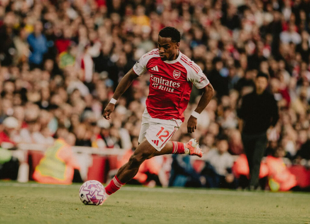 Jurrien Timber with Arsenal (Photo via Timber on Instagram)