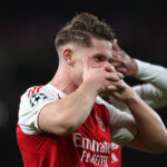 LONDON, ENGLAND - OCTOBER 21: Viktor Gyoekeres of Arsenal celebrates scoring his team's third goal during the UEFA Champions League 2025/26 League Phase MD3 match between Arsenal FC and Atletico de Madrid at Arsenal Stadium on October 21, 2025 in London, England. (Photo by Alex Pantling/Getty Images)