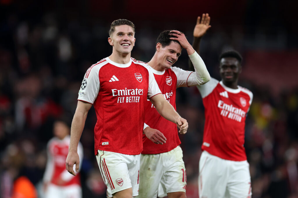 Gyokeres keen to repay Arteta's faith 2 LONDON, ENGLAND - OCTOBER 21: Viktor Gyoekeres of Arsenal celebrates following the team's victory during the UEFA Champions League 2025/26 League Phase MD3 match between Arsenal FC and Atletico de Madrid at Arsenal Stadium on October 21, 2025 in London, England. (Photo by Alex Pantling/Getty Images)