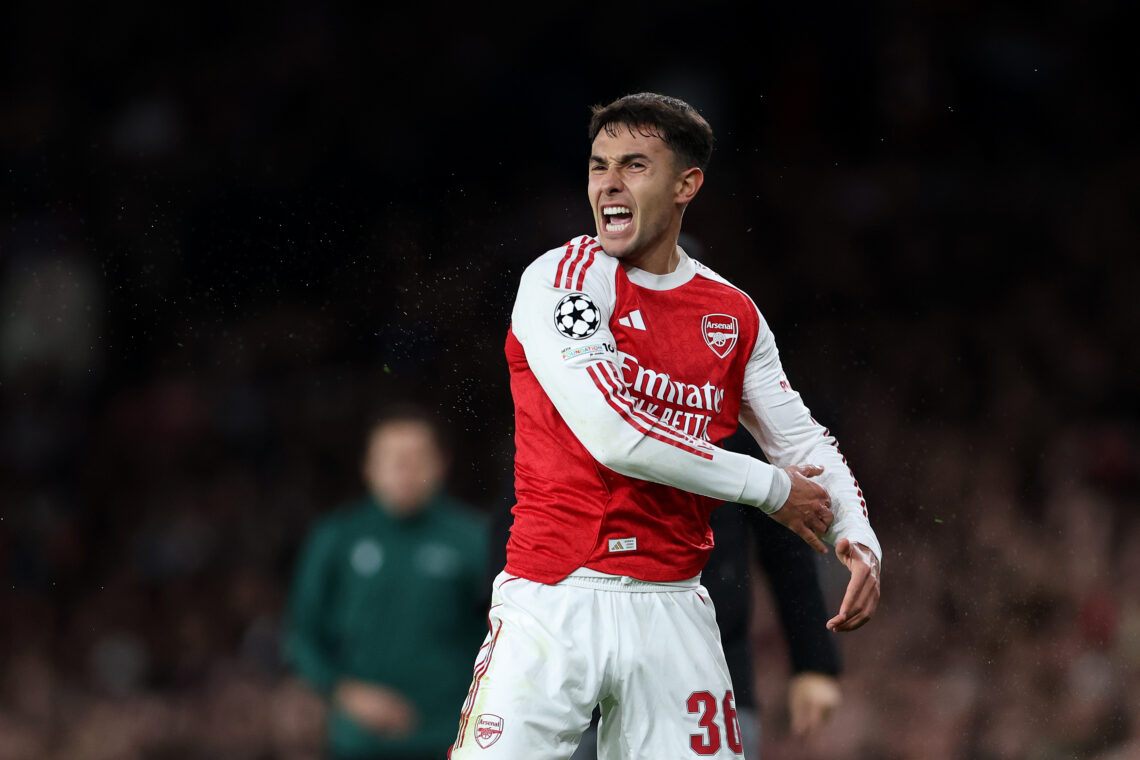 LONDON, ENGLAND - OCTOBER 21: Martín Zubimendi of Arsenal reacts during the UEFA Champions League 2025/26 League Phase MD3 match between Arsenal FC...