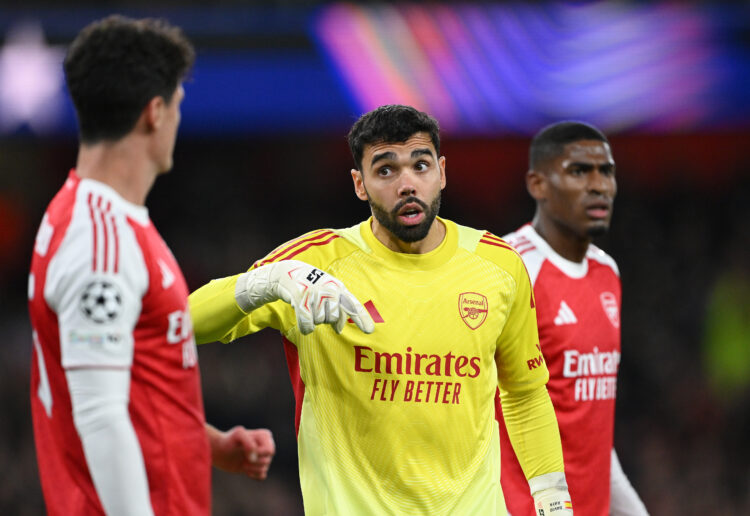 LONDON, ENGLAND - OCTOBER 21: David Raya of Arsenal during the UEFA Champions League 2025/26 League Phase MD3 match between Arsenal FC and Atletico...