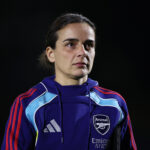 BOREHAMWOOD, ENGLAND - OCTOBER 07: Renee Slegers, Manager of Arsenal, looks prior to the UEFA Women's Champions League 2025/26 league phase match between Arsenal FC and OL Lyonnesat Meadow Park on October 07, 2025 in Borehamwood, England. (Photo by James Fearn/Getty Images)