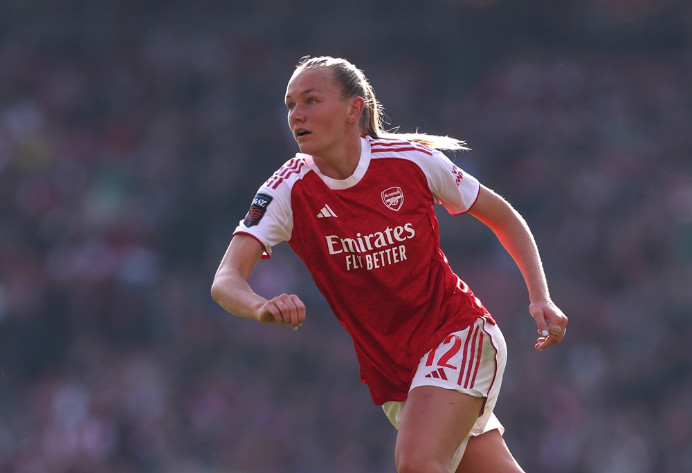 LONDON, ENGLAND: Frida L. Maanum of Arsenal during the Barclays Women's Super League match between Arsenal and Brighton & Hove Albion at Emirates Stadium on October 12, 2025. (Photo by Alex Pantling/Getty Images)