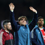 LONDON, ENGLAND - OCTOBER 29: Max Dowman acknowledges the fans after the Carabao Cup Fourth Round match between Arsenal and Brighton & Hove Albion at Emirates Stadium on October 29, 2025 in London, England. (Photo by Eddie Keogh/Getty Images)