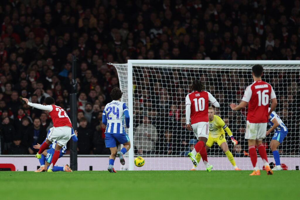 Arteta delivers latest injury news ahead of Burnley clash 2 LONDON, ENGLAND - OCTOBER 29: Gabriel Martinelli of Arsenal scores his team's first goal as Jason Steele of Brighton & Hove Albion fails to make a save during the Carabao Cup Fourth Round match between Arsenal and Brighton & Hove Albion at Emirates Stadium on October 29, 2025 in London, England. (Photo by Eddie Keogh/Getty Images)