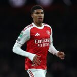 LONDON, ENGLAND: Andre Harriman-Annous of Arsenal during the Carabao Cup Fourth Round match between Arsenal and Brighton & Hove Albion at Emirates Stadium on October 29, 2025. (Photo by Eddie Keogh/Getty Images)