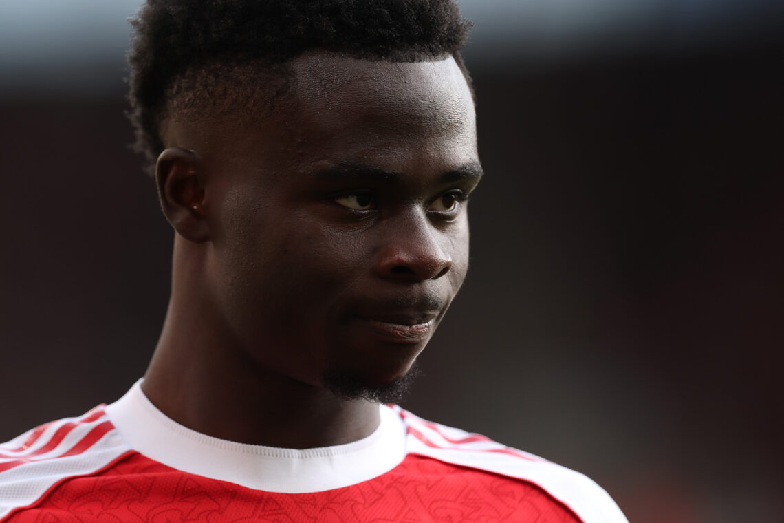 LONDON, ENGLAND - OCTOBER 04: Bukayo Saka of Arsenal during the Premier League match between Arsenal and West Ham United at Emirates Stadium on Oct...