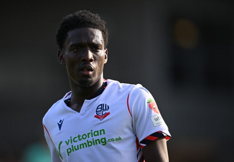 BURTON-UPON-TRENT, ENGLAND: Amario Cozier-Duberry of Bolton Wanderers during the Sky Bet League One match between Burton Albion and Bolton Wanderer...
