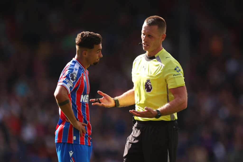 Referee in charge of Arsenal for first time v Palace but unwanted face on VAR 2 LONDON, ENGLAND - SEPTEMBER 13: Match referee Thomas Bramall speaks with Yeremy Pino of Crystal Palace during the Premier League match between Crystal Palace and Sunderland at Selhurst Park on September 13, 2025 in London, England. (Photo by Lewis Storey/Getty Images)