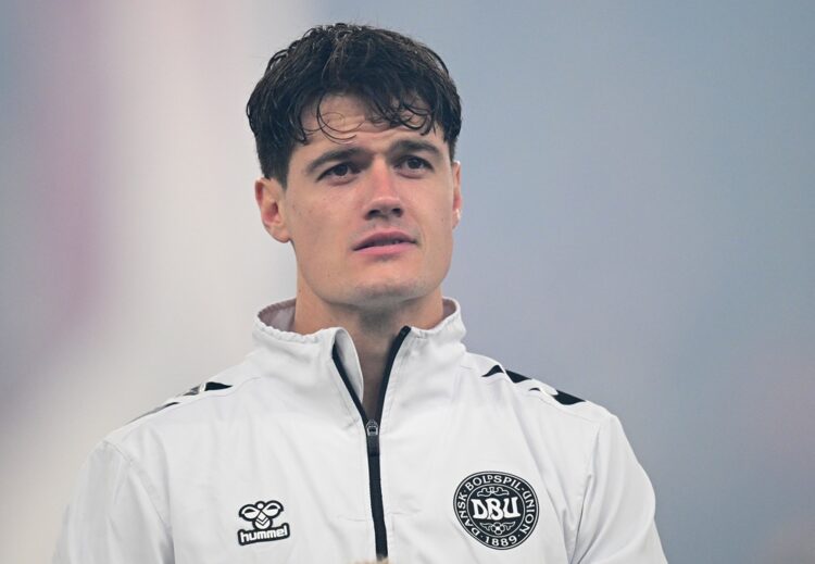 COPENHAGEN, DENMARK: Christian Nørgaard of Denmark looks on prior to the UEFA Nations League 2024/25 League A Group A4 match between Denmark and Sp...