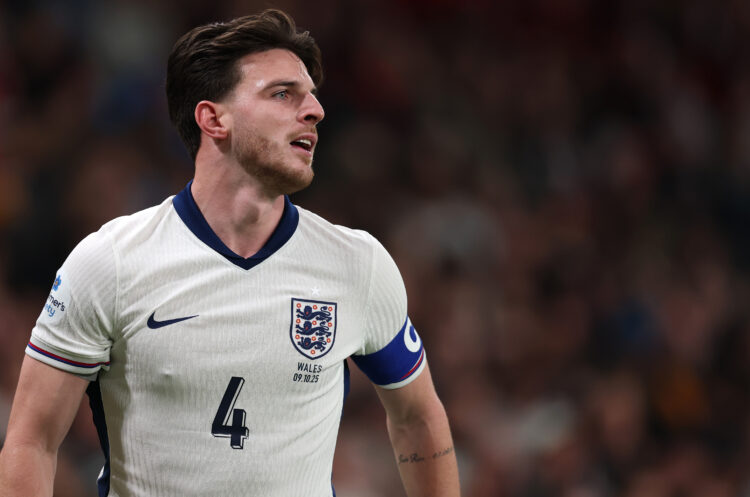 LONDON, ENGLAND - OCTOBER 09: Declan Rice of England in action during the International Friendly between England and Wales at Wembley Stadium on Oc...