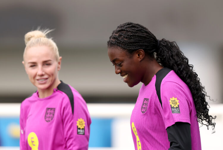 BURTON-UPON-TRENT, ENGLAND - OCTOBER 24: Michelle Agyemang of England makes her way out prior to a training session at St Georges Park on October 2...