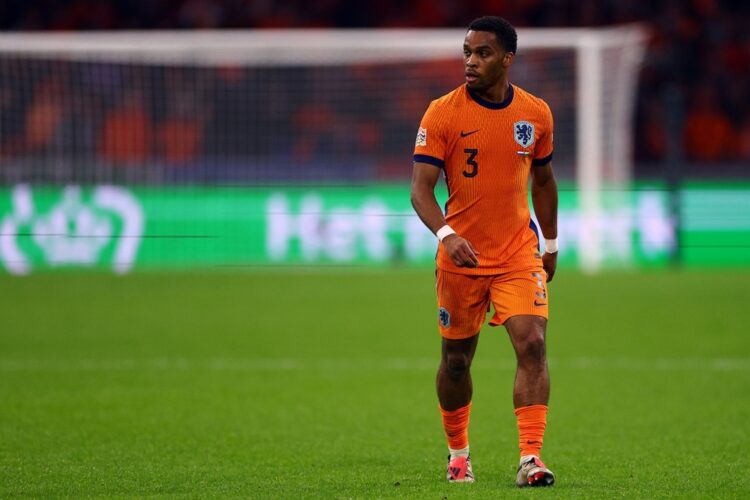 AMSTERDAM, NETHERLANDS: Jurrien Timber of Netherlands in action during the UEFA Nations League 2024/25 League A Group A3 match between Netherlands ...