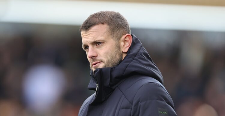 NORTHAMPTON, ENGLAND: Luton Town manager Jack Wilshere looks on during the Sky Bet League One match between Northampton Town and Luton Town at Sixf...