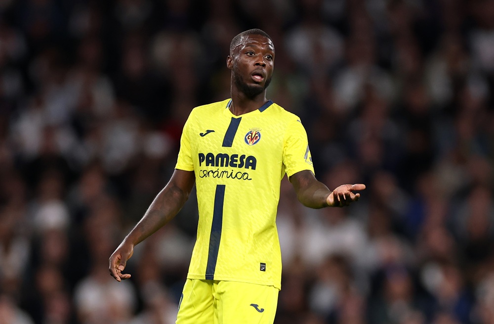 LONDON, ENGLAND: Nicolas Pepe of Villarreal CF reacts during the UEFA Champions League 2025/26 League Phase MD1 match between Tottenham Hotspur and Villarreal CF at Tottenham Hotspur Stadium on September 16, 2025. (Photo by Justin Setterfield/Getty Images)
