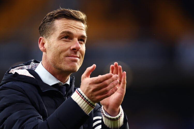 WOLVERHAMPTON, ENGLAND - OCTOBER 26: Scott Parker, Manager of Burnley, applauds the fans as he celebrates victory after the Premier League match be...