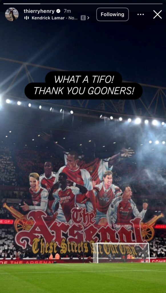 Thierry Henry's post on his Instagram story