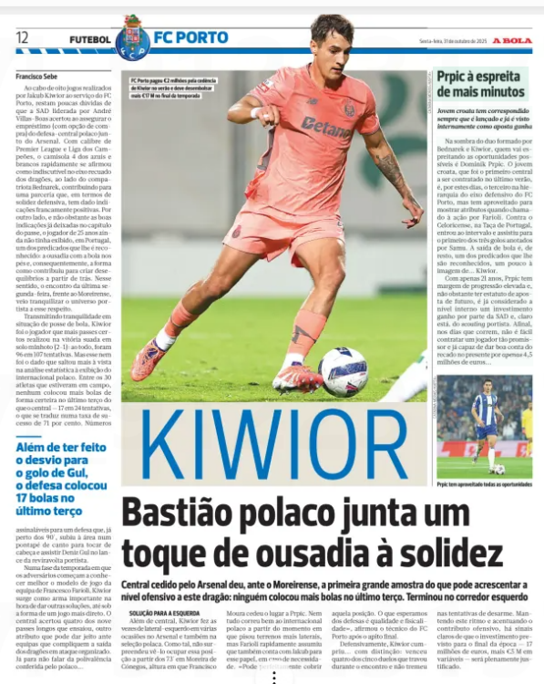 Press rave over Arsenal loanee 2 Kiwi Polish bastion adds a touch of daring to Solidity Central loaned by Arsenal gave, against Moreirense, the first great sample of what he can add at an offensive level to this dragon: no one put more balls in the last third. Finished in the left aisle