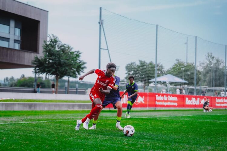 Joshua Abe playing for the Liverpool youth teams (Photo via Abe on Instagram)