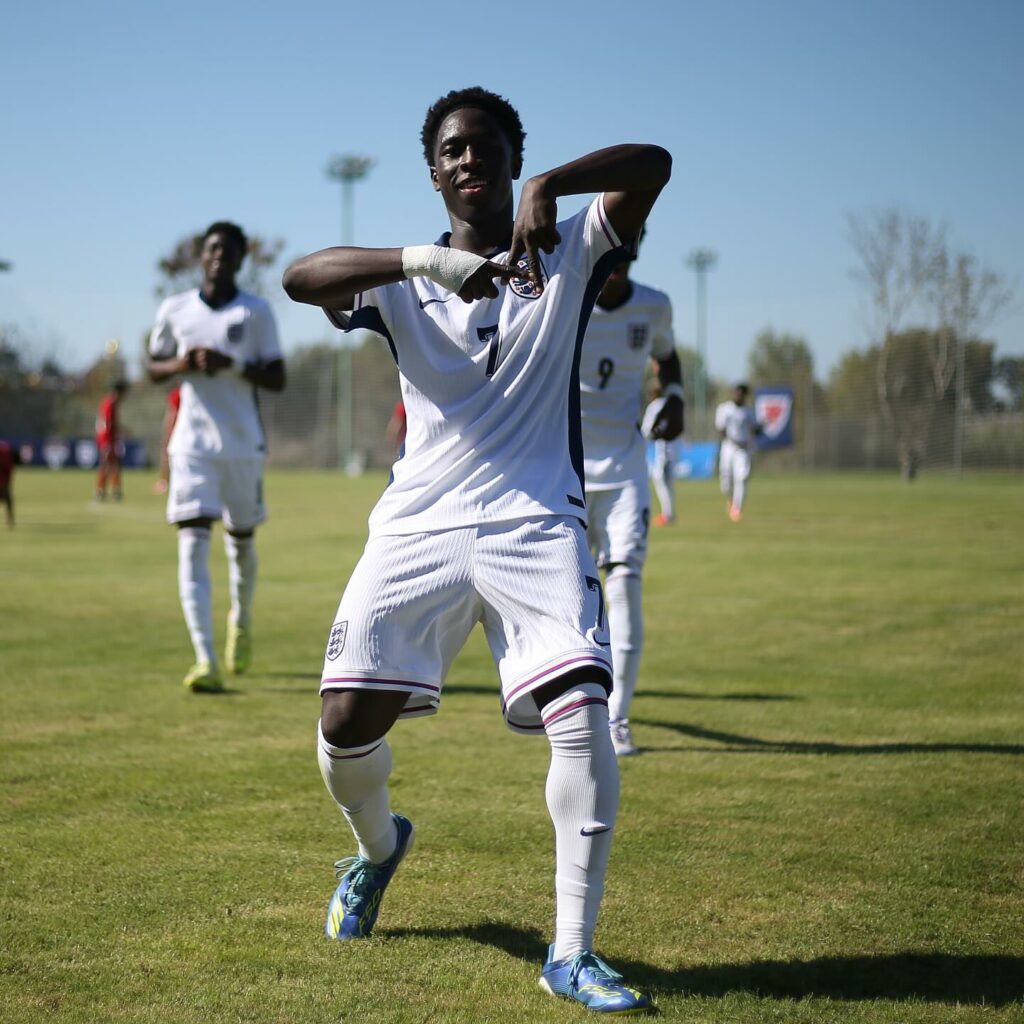 Joshua Abe playing for the England youth teams (Photo via Abe on Instagram)