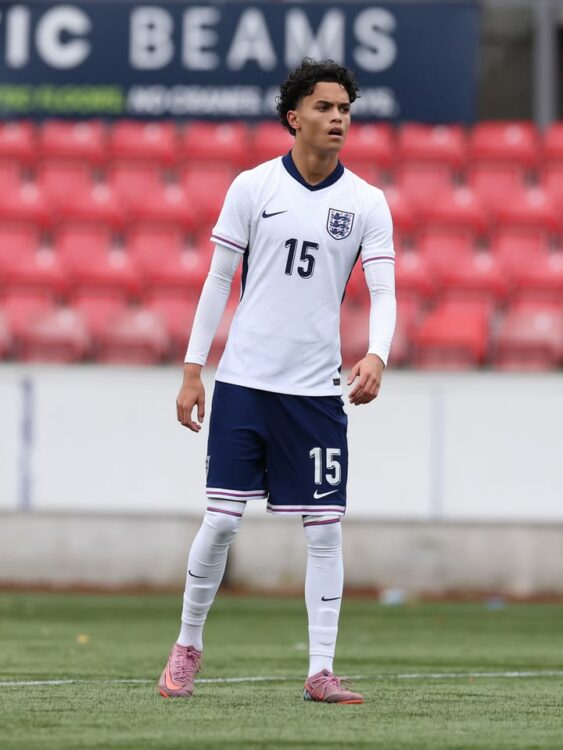 Kyran Thompson with the England u17s (Photo via Thompson on Instagram)