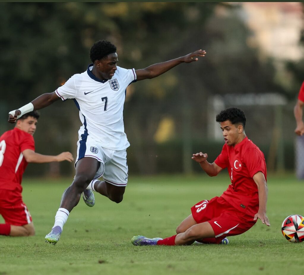 Joshua Abe playing for the England youth teams (Photo via Abe on Instagram)