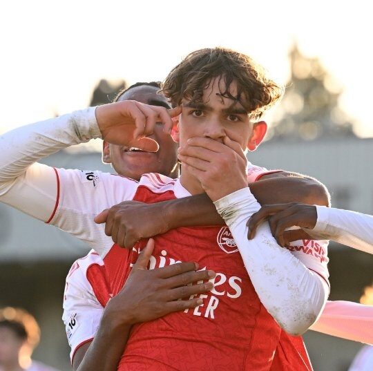 Dowman scores wondergoal as Arsenal youngster makes history 1 Max Dowman celebrating a goal for the Arsenal academy (Photo via Arsenal Academy on Instagram)