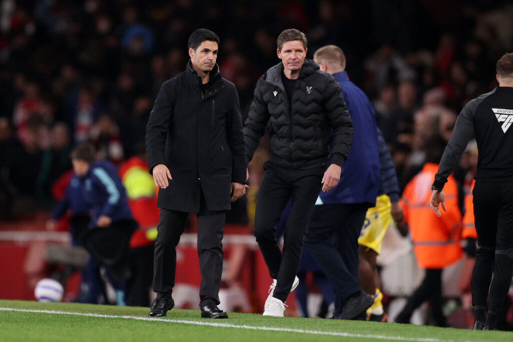 UEFA reject Palace’s Arsenal fixture plea 2 LONDON, ENGLAND - APRIL 23: Mikel Arteta, Manager of Arsenal, and Oliver Glasner, Manager of Crystal Palace, look on after the Premier League match between Arsenal FC and Crystal Palace FC at Emirates Stadium on April 23, 2025 in London, England. (Photo by Ryan Pierse/Getty Images)