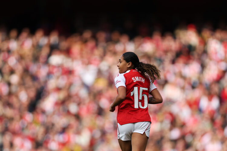 LONDON, ENGLAND - NOVEMBER 08: Olivia Smith of Arsenal during the Barclays Women's Super League match between Arsenal and Chelsea FC at Emirates St...