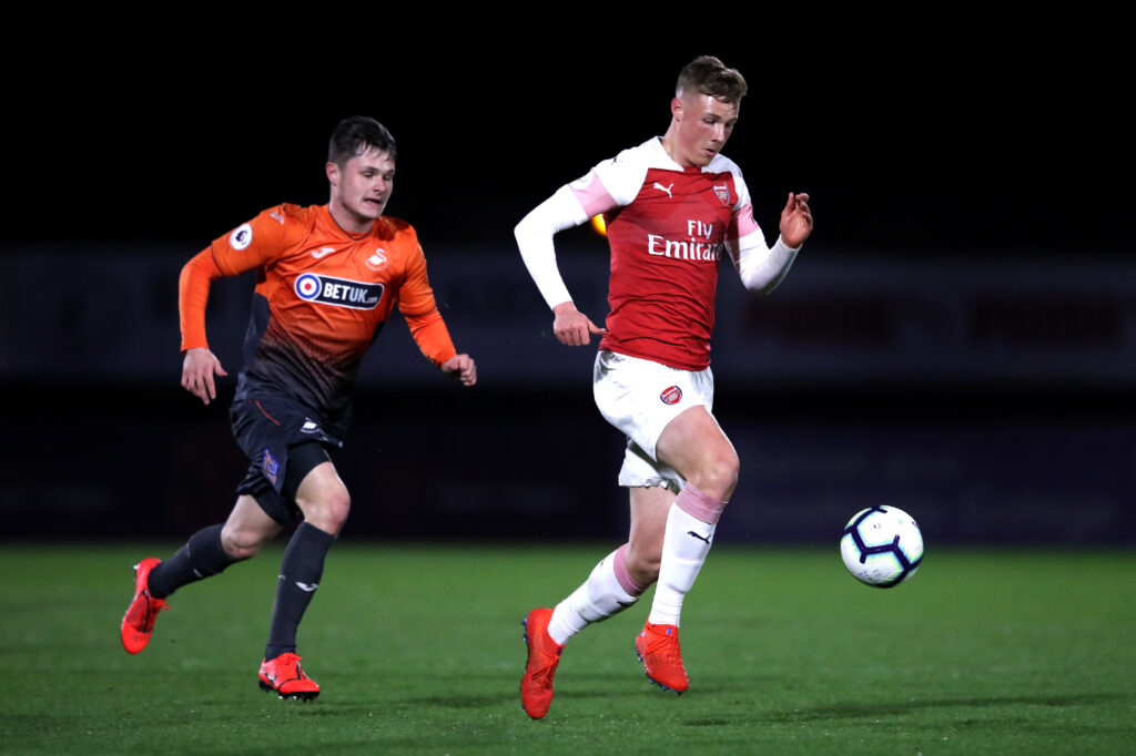 How Arsenal gave Dan Ballard an unprecedented second chance that launched his career 2 BOREHAMWOOD, ENGLAND - MARCH 04: Daniel Ballard of Arsenal is closed down during the Premier League 2 match between Arsenal and Swansea at Meadow Park on March 04, 2019 in Borehamwood, England. (Photo by Alex Pantling/Getty Images)