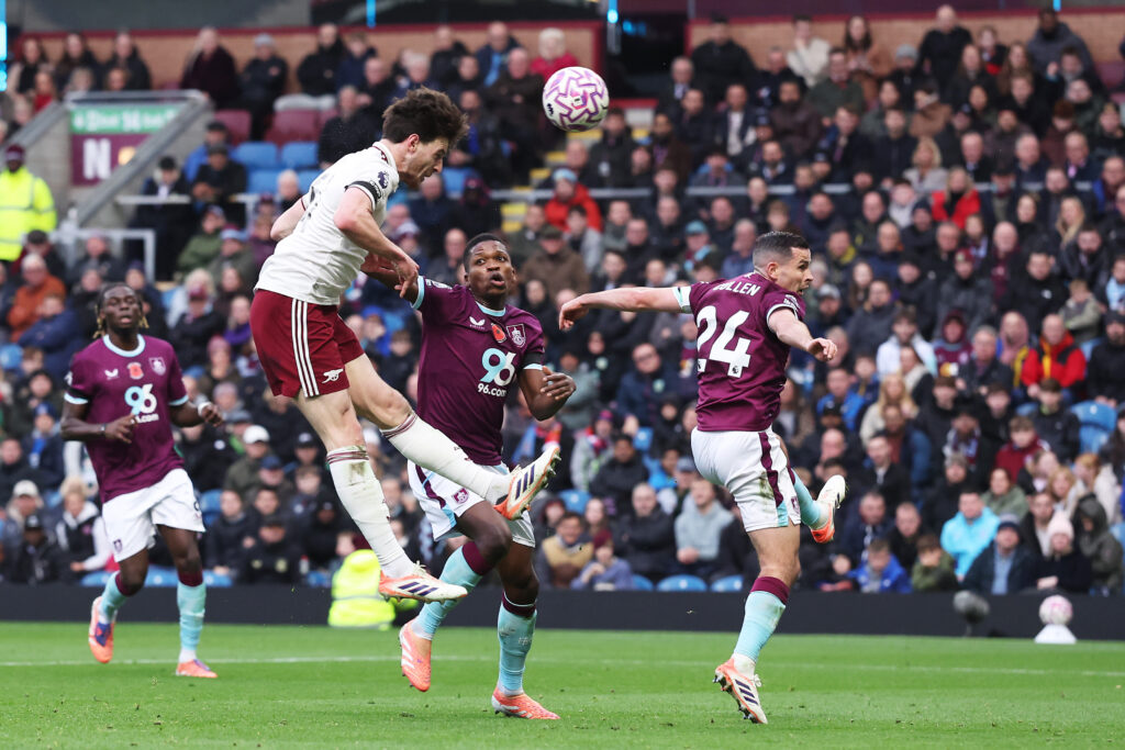 Arsenal machine keeps on rolling 3 BURNLEY, ENGLAND - NOVEMBER 01: Declan Rice of Arsenal scores his team's second goal during the Premier League match between Burnley and Arsenal at Turf Moor on November 01, 2025 in Burnley, England. (Photo by Alex Livesey/Getty Images)