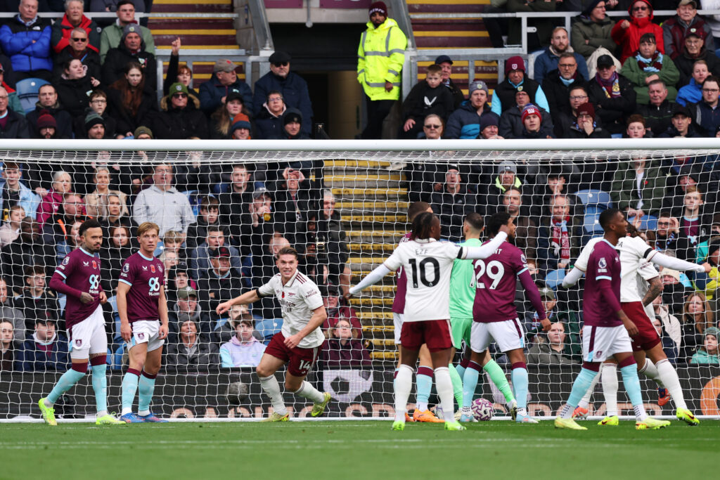 Arsenal machine keeps on rolling 4 BURNLEY, ENGLAND - NOVEMBER 01: Viktor Gyoekeres of Arsenal celebrates scoring his team's first goal during the Premier League match between Burnley and Arsenal at Turf Moor on November 01, 2025 in Burnley, England. (Photo by George Wood/Getty Images)