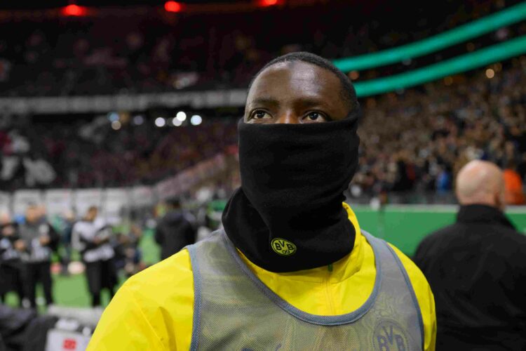 FRANKFURT AM MAIN, GERMANY - OCTOBER 28: Serhou Guirassy of Borussia Dortmund looks on prior to the DFB Cup match between Eintracht Frankfurt and B...