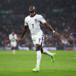 LONDON, ENGLAND - NOVEMBER 13: Bukayo Saka of England scores his team's first goal during the FIFA World Cup 2026 qualifier match between England and Serbia at Wembley Stadium on November 13, 2025 in London, England. (Photo by Justin Setterfield/Getty Images)