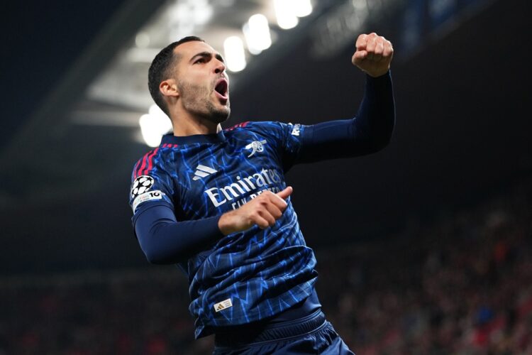 PRAGUE, CZECH REPUBLIC: Mikel Merino of Arsenal celebrates scoring his team's second goal during the UEFA Champions League 2025/26 League Phase MD4...