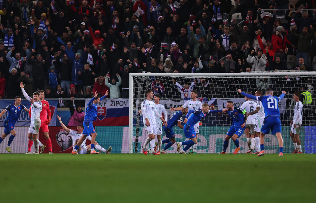 Sunderland Arsenal hero sent off as country crashes to late defeat 3 KOŠICE, SLOVAKIA - NOVEMBER 14: Tomas Bocek of Slovakia celebrates scoring his team's first goal during the FIFA World Cup 2026 qualifier match between Slovakia and Northern Ireland at Kosicka Futbalova Arena on November 14, 2025 in Košice, Slovakia. (Photo by David Balogh/Getty Images)