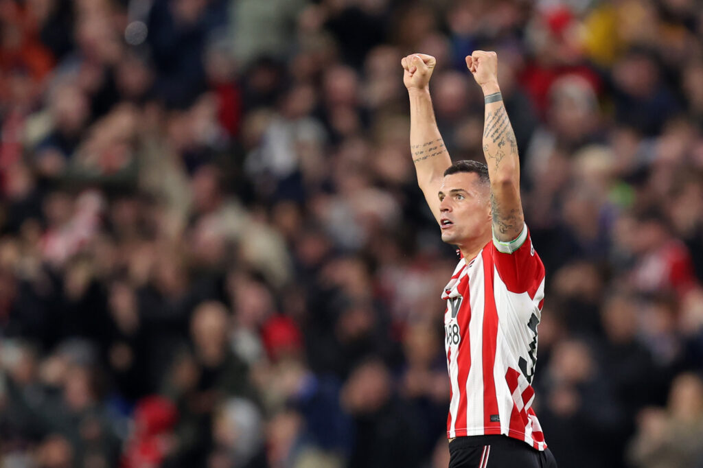 Arteta takes positives despite Sunderland’s late equaliser 3 SUNDERLAND, ENGLAND - NOVEMBER 08: Granit Xhaka of Sunderland celebrates during the Premier League match between Sunderland and Arsenal at Stadium of Light on November 08, 2025 in Sunderland, England. (Photo by George Wood/Getty Images)
