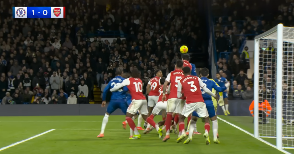 Chelsea's opening goal vs Arsenal (Picture via Sky Sports)