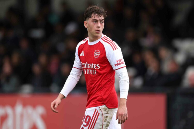 BOREHAMWOOD, ENGLAND - OCTOBER 21: Harrison Dudziak of Arsenal during the UEFA Youth League 2025/26 between Arsenal FC and Atletico de Madrid at Me...