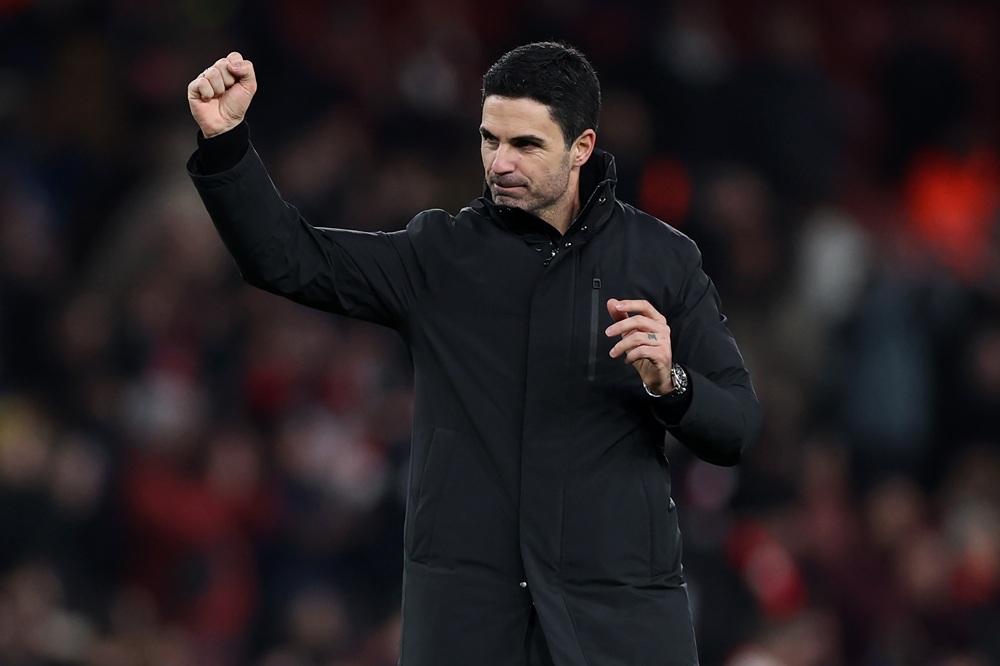 Mikel Arteta, Manager of Arsenal, celebrates after during the Premier League match between Arsenal and Aston Villa at Emirates Stadium on December 30, 2025 in London, England. (Photo by Justin Setterfield/Getty Images)