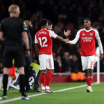 LONDON, ENGLAND - DECEMBER 03: Cristhian Mosquera of Arsenal is substituted off for Jurrien Timber due to an injury during the Premier League match between Arsenal and Brentford at Emirates Stadium on December 03, 2025 in London, England. (Photo by Julian Finney/Getty Images)