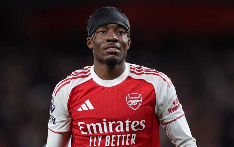 LONDON, ENGLAND - DECEMBER 03: Noni Madueke of Arsenal during the Premier League match between Arsenal and Brentford at Emirates Stadium on Decembe...